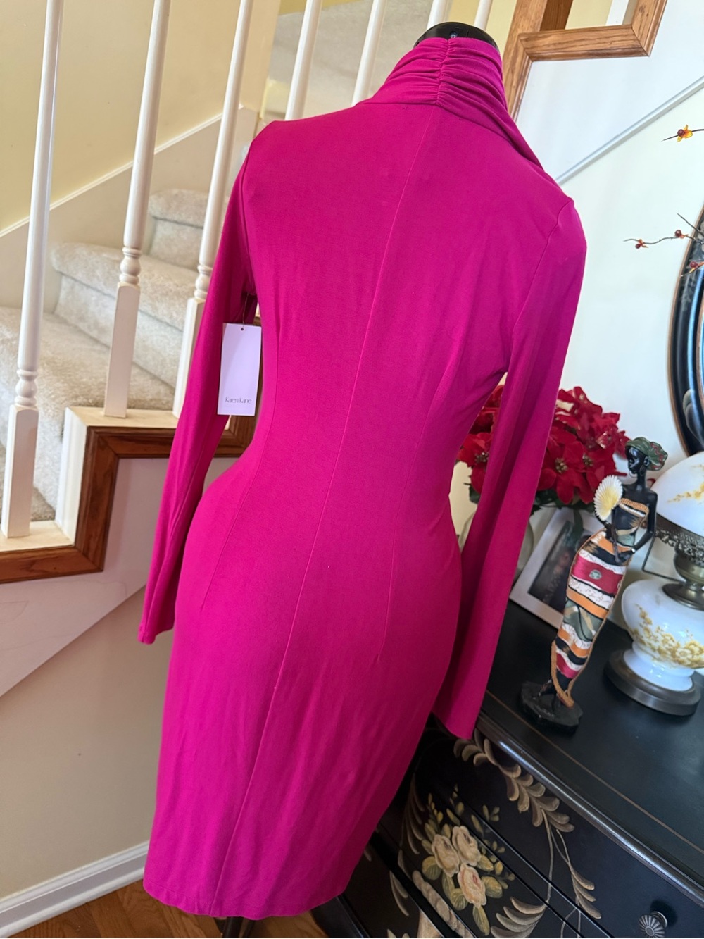 Karen Kane Fuchsia Long-Sleeve Draped Wrap Dress - Women - Picture 16 of 17